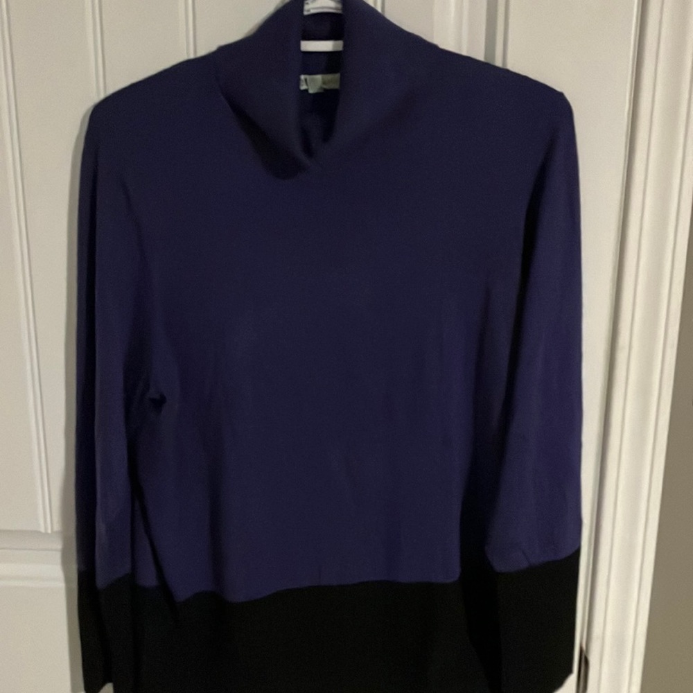 Cleo Colour Block Eggplant and Black Cowl Turtleneck Sweater